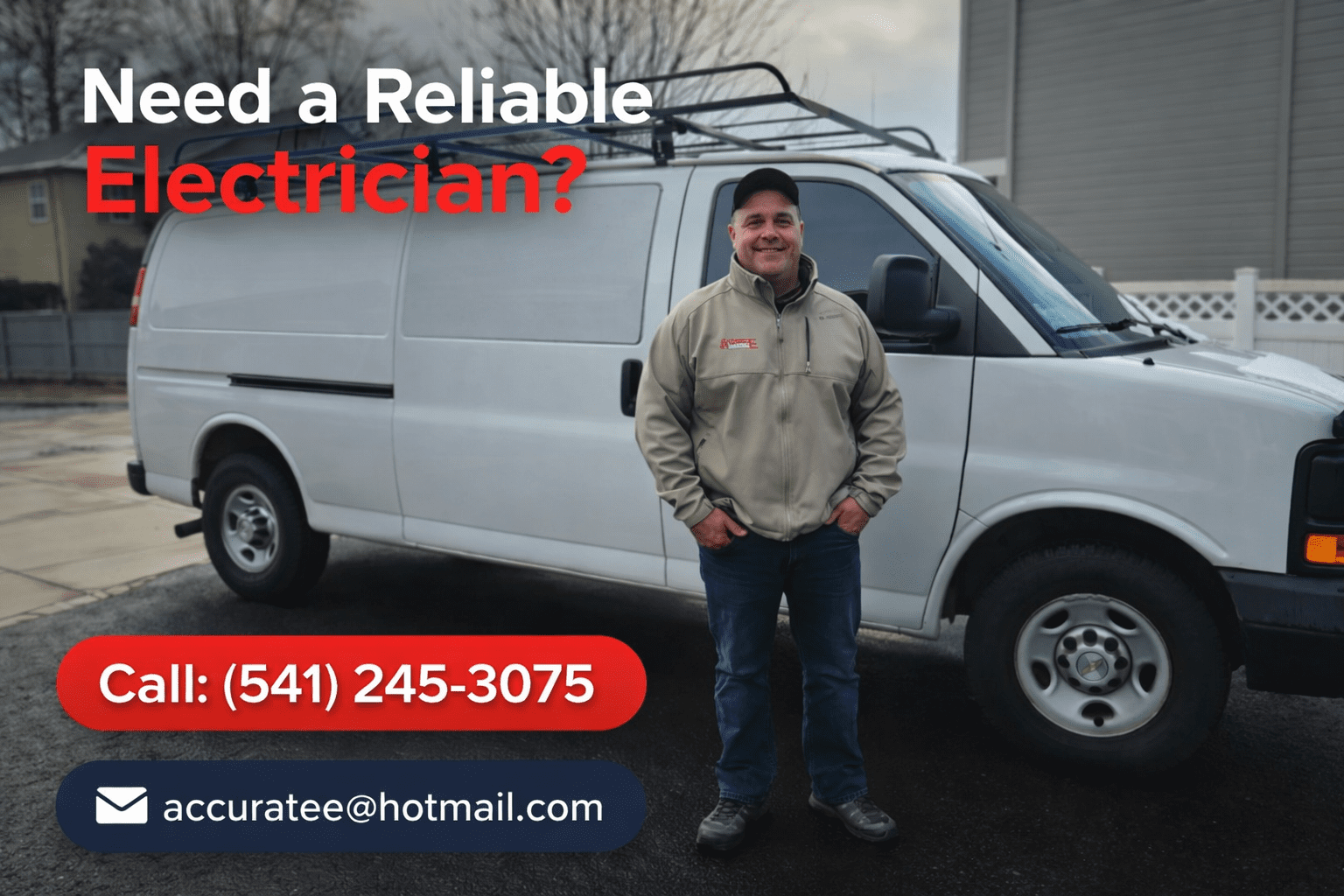 Owner of accurate electric technologies and truck. contact now for electrical services