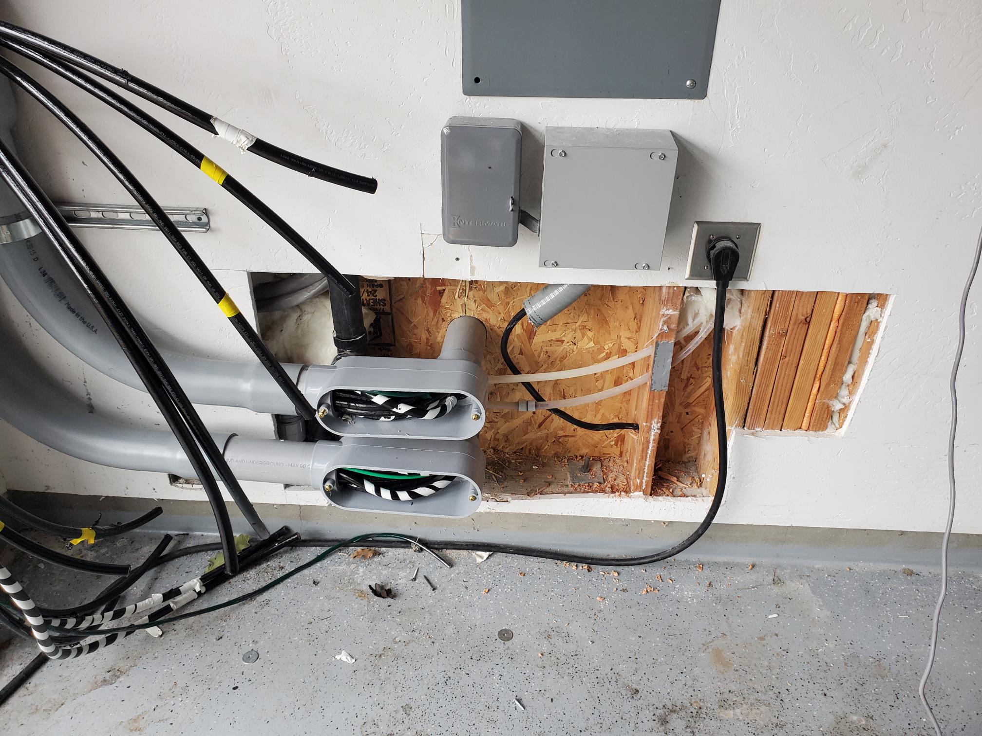 Electrical connections and conduit at a utility equipment area